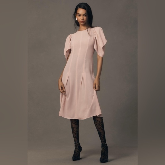 By Anthropologie Modern Sheer Midi Dress Violet Ice Size 4 NWOT - Picture 1 of 9